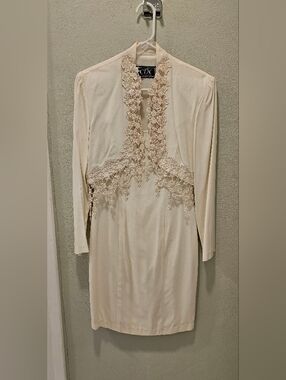 Vintage 90's - CDC Off White No Sleeve Dress with Matching Jacket